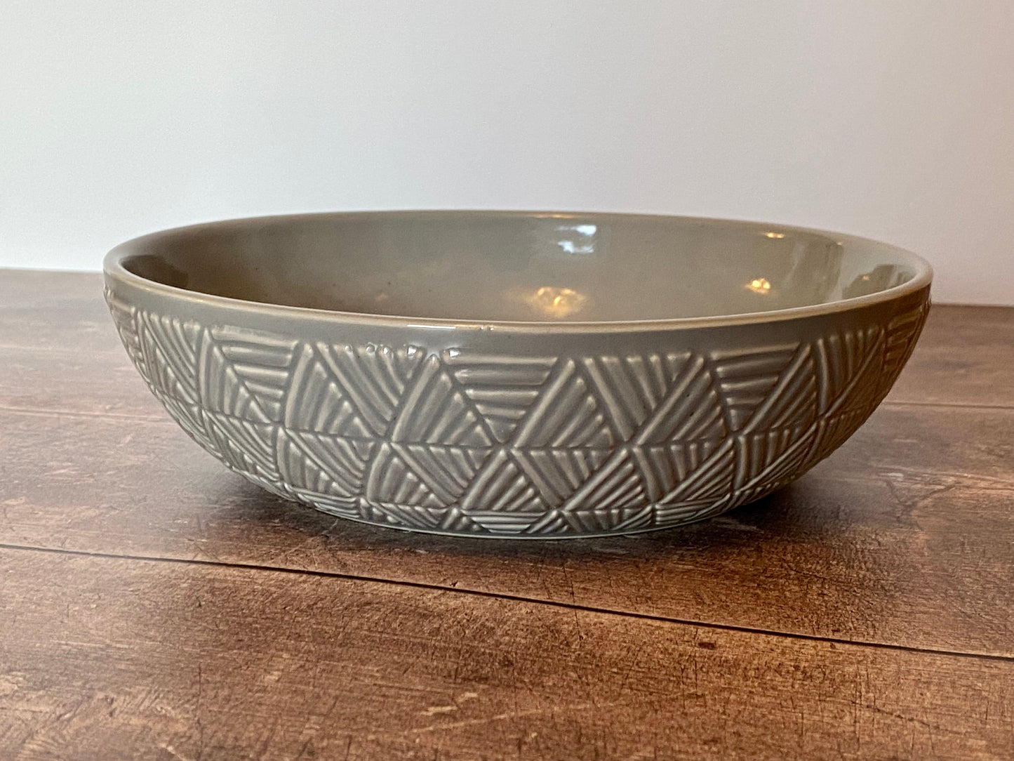 Grey Triangle Patterned Pasta/Serving Bowl, 22cm