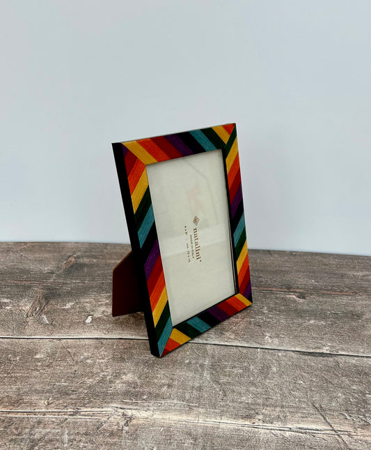 Natalini Multicoloured Rainbow Diagonal Striped Photo Frame 4 x 6