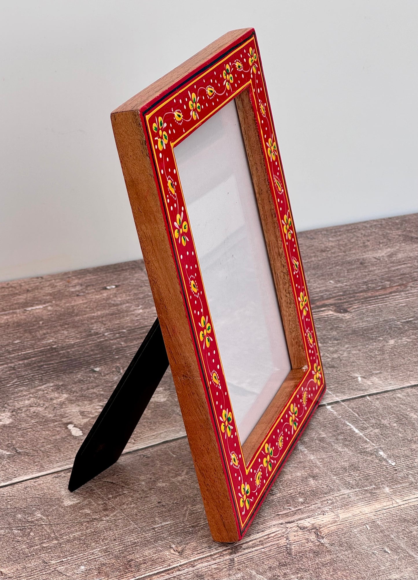 Hand Painted Photo Frame 5’ x 7’ - Red and Yellow (Design 2)