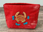 Red Velvet Beaded Crab Design Pouch