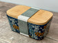 Scandi Home Navy Flower Patterned Butter Dish with Wooden Lid