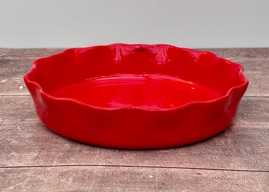 Red Wavy Edge Baking / Pie Dish, 27cm