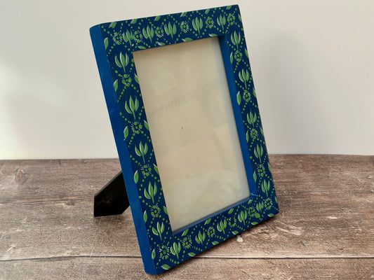 Hand Painted Photo Frame 5’ x 7’ - Blue and Green Design