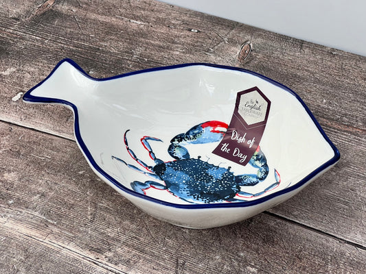 Fish Shaped Bowl with a Crab Design