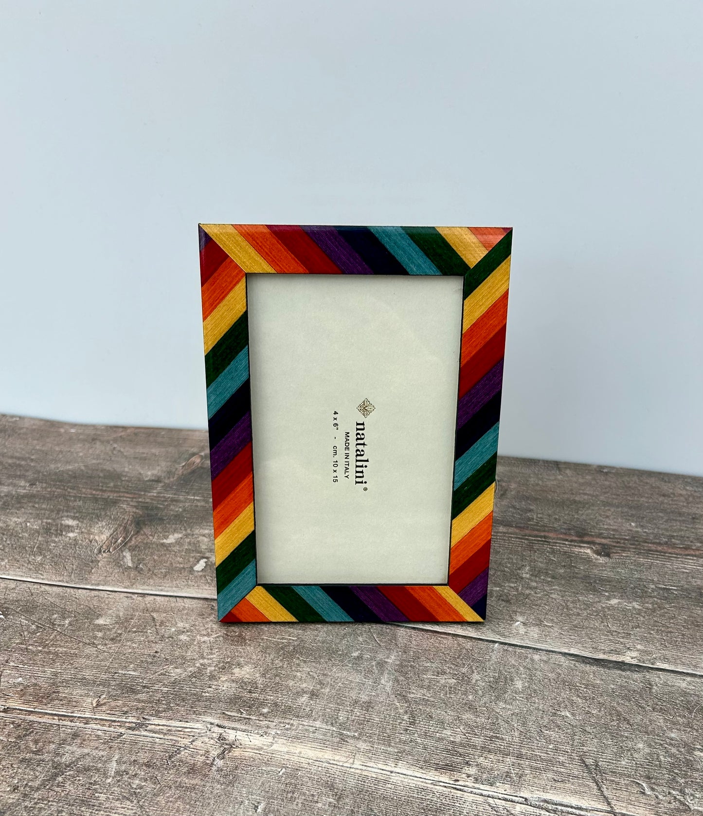 Natalini Multicoloured Rainbow Diagonal Striped Photo Frame 4 x 6