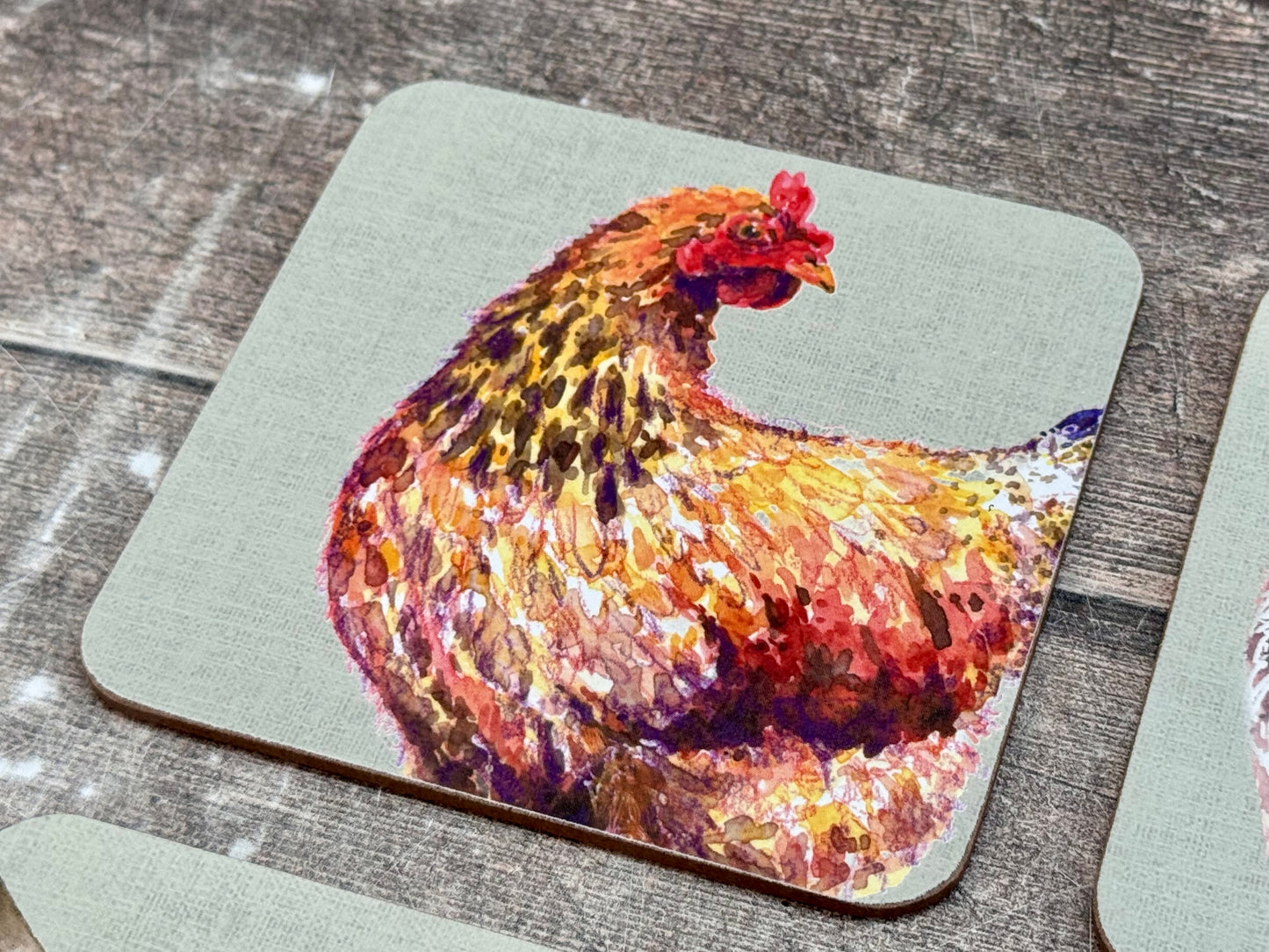 Set of 4 Square Farm Animal Coasters