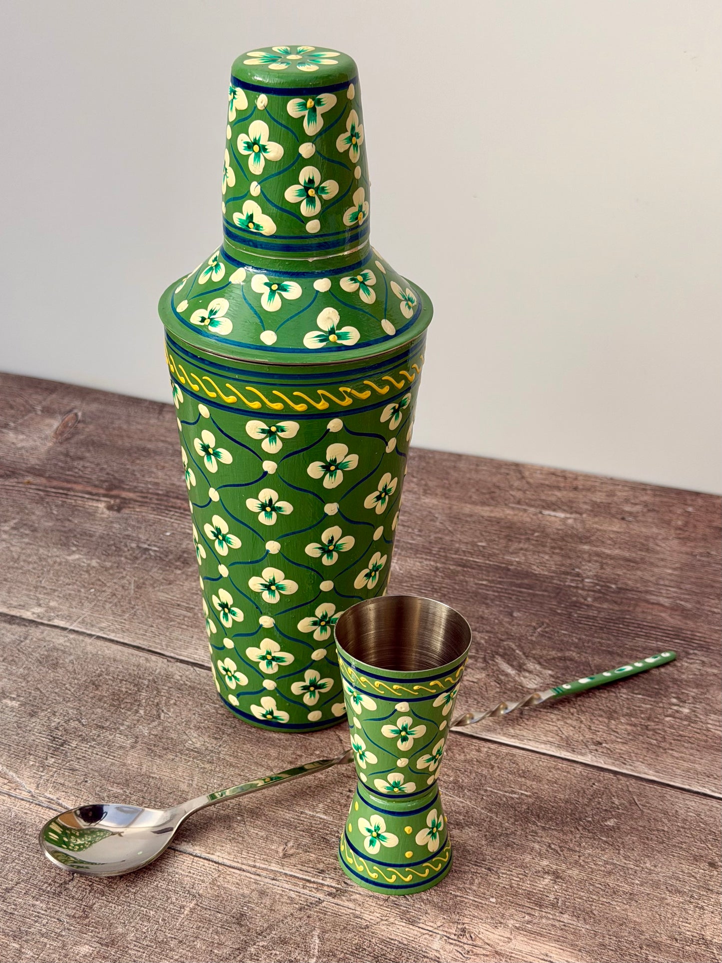 Hand painted Cocktail Shaker Set - Green