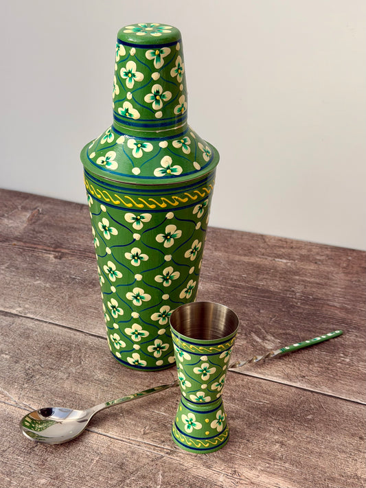 Hand painted Cocktail Shaker Set - Green