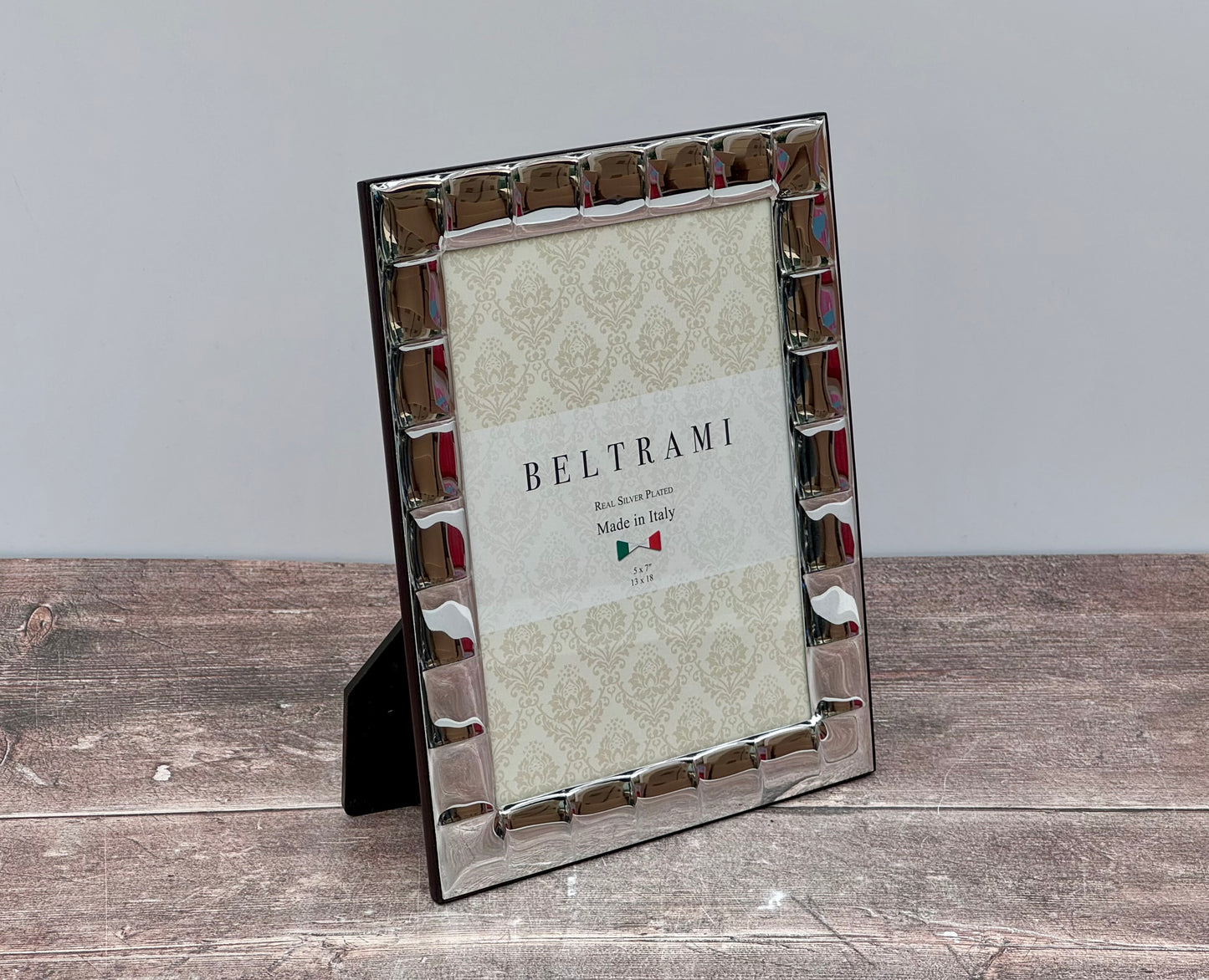 Beltrami Silver Plated Square Design Photo Frame 5 x 7