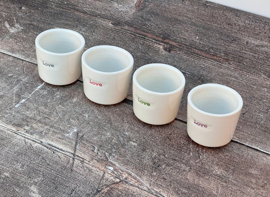 Set of 4 ‘love’ Egg Cups