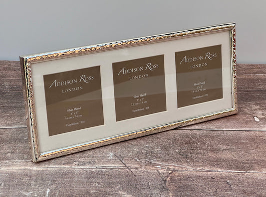 Addison Ross Silver Plated Bevelled Design 3 Photo Frame