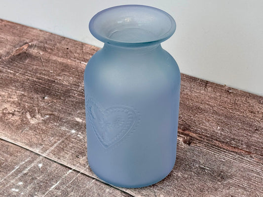 Blue Frosted Heart Patterned Vase