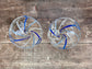 Pair of Blue Patterned Cocktail Saucer/Glasses