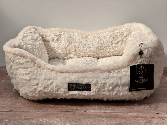 Nandog Pet Gear Ivory Cream Fluffy Soft Reversible Dog Bed, 52cm