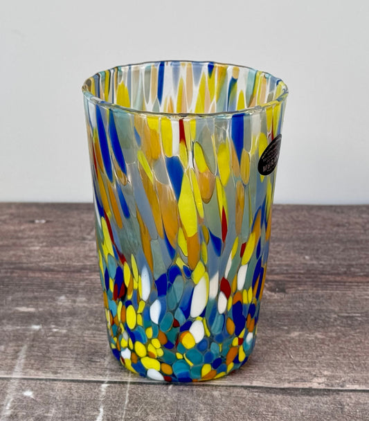 Multi-Coloured Speckled Murano Drinking Glass, 12.5cm