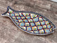 Dark Blue Patterned Fish Plate, 30cm