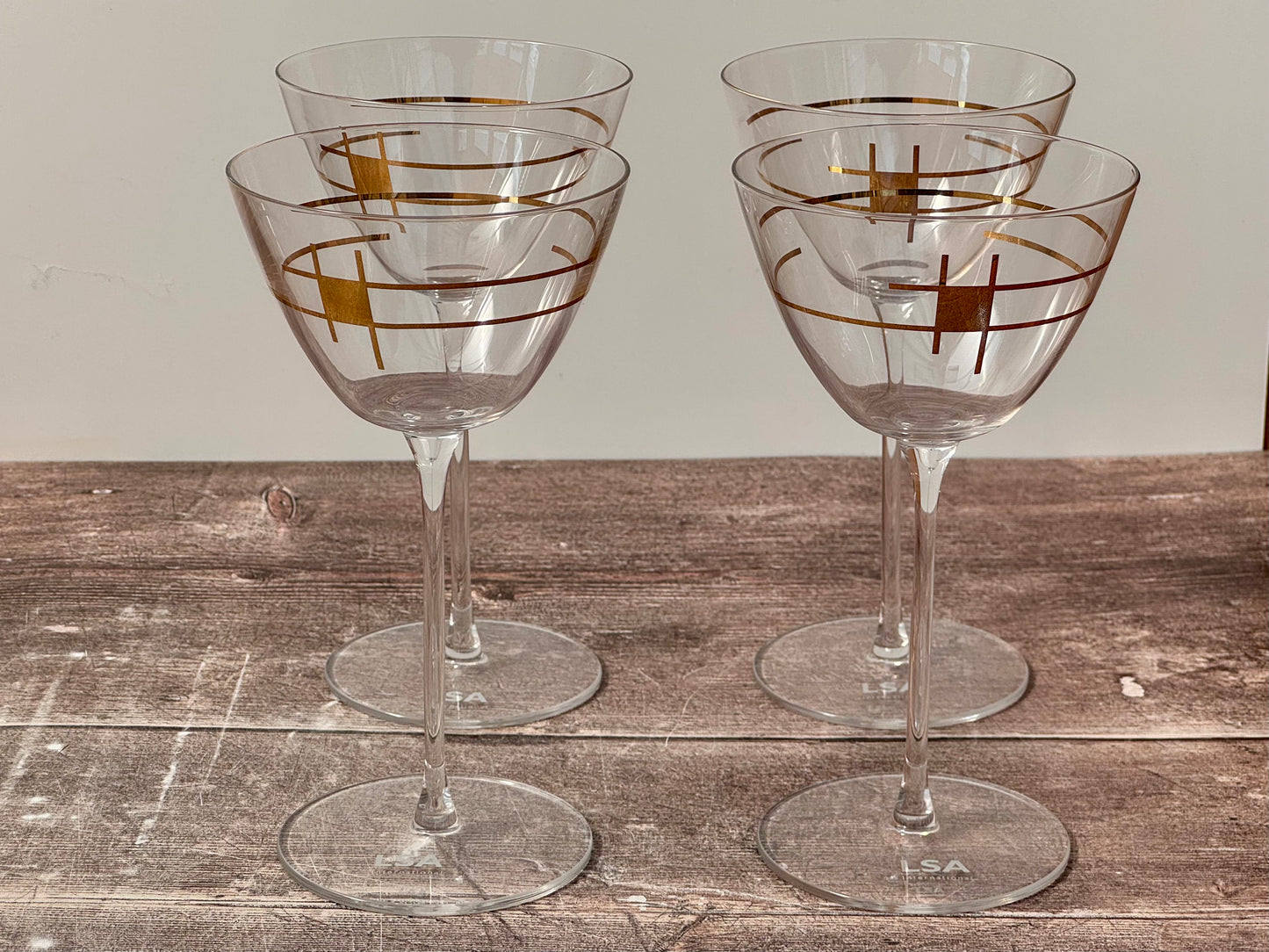 LSA Century Gold Patterned Martini Glasses (4 pack)