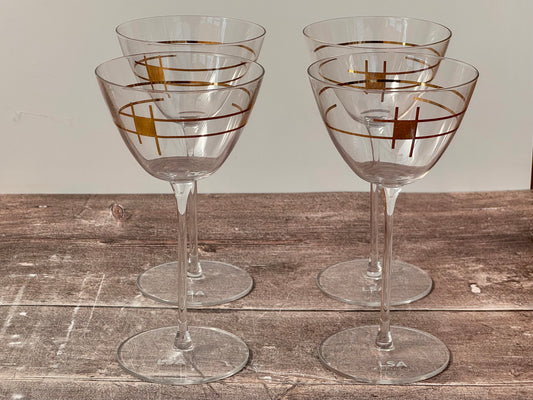 LSA Century Gold Patterned Martini Glasses (4 pack)