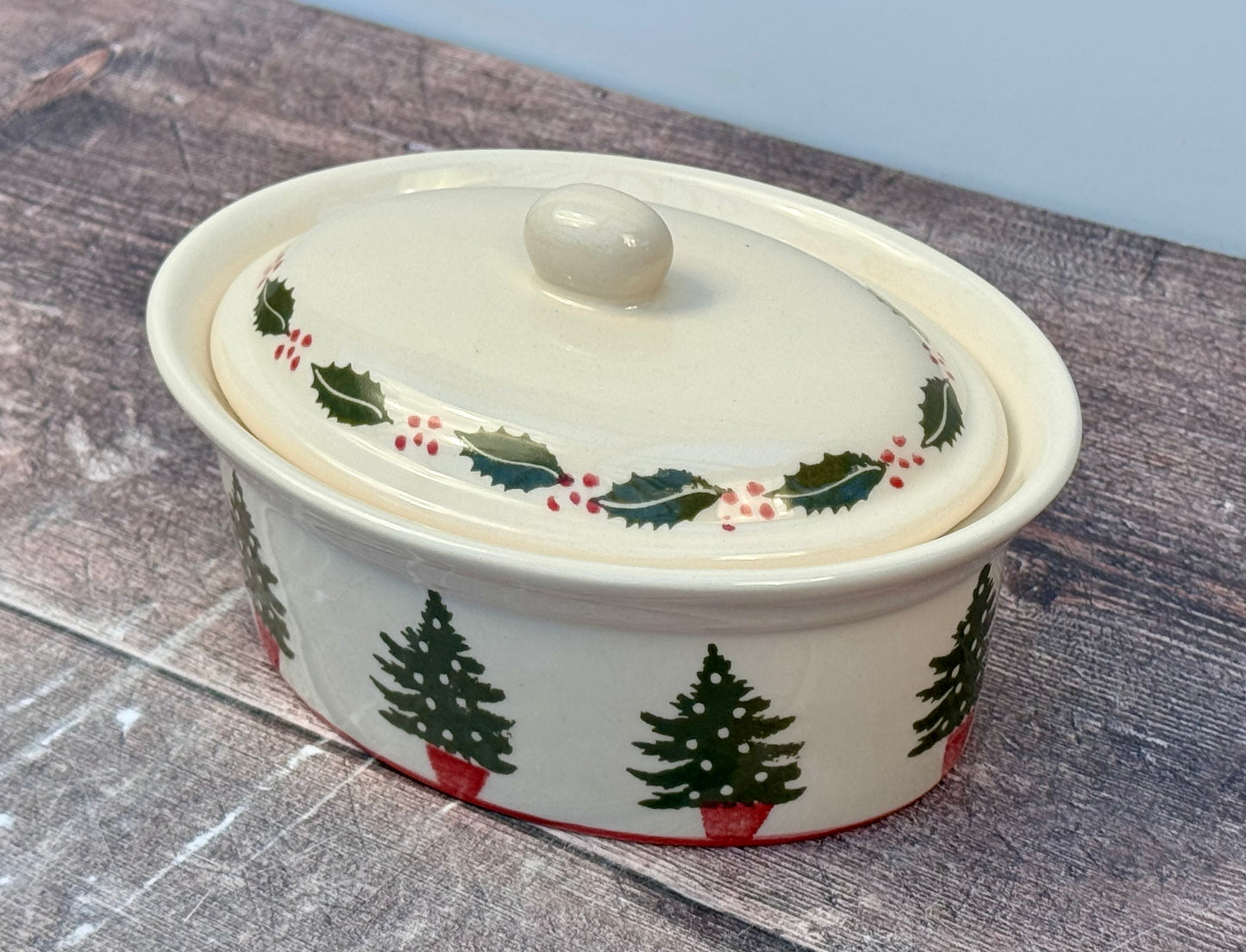 Christmas Tree Patterned Butter Dish