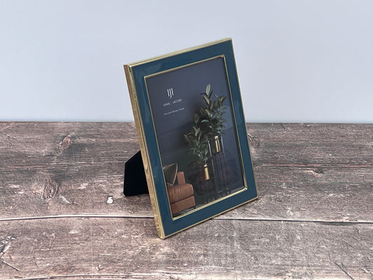 Isaac Jacobs Teal and Gold Tone Border Photo Frame, 4’ x 6’