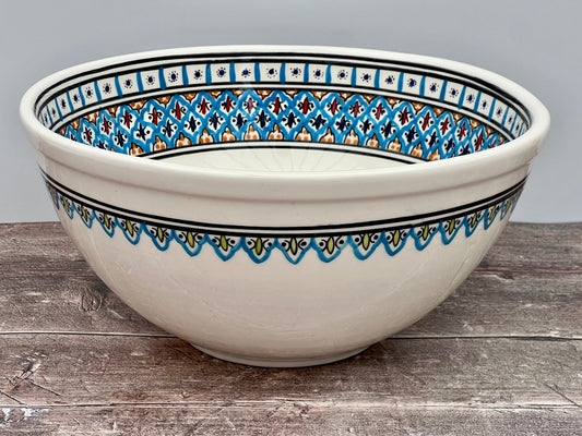 Light Blue Patterned Deep Serving Bowl, 32cm