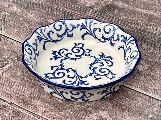 Small Blue Swirl Patterned Pie Dish, 14.5cm