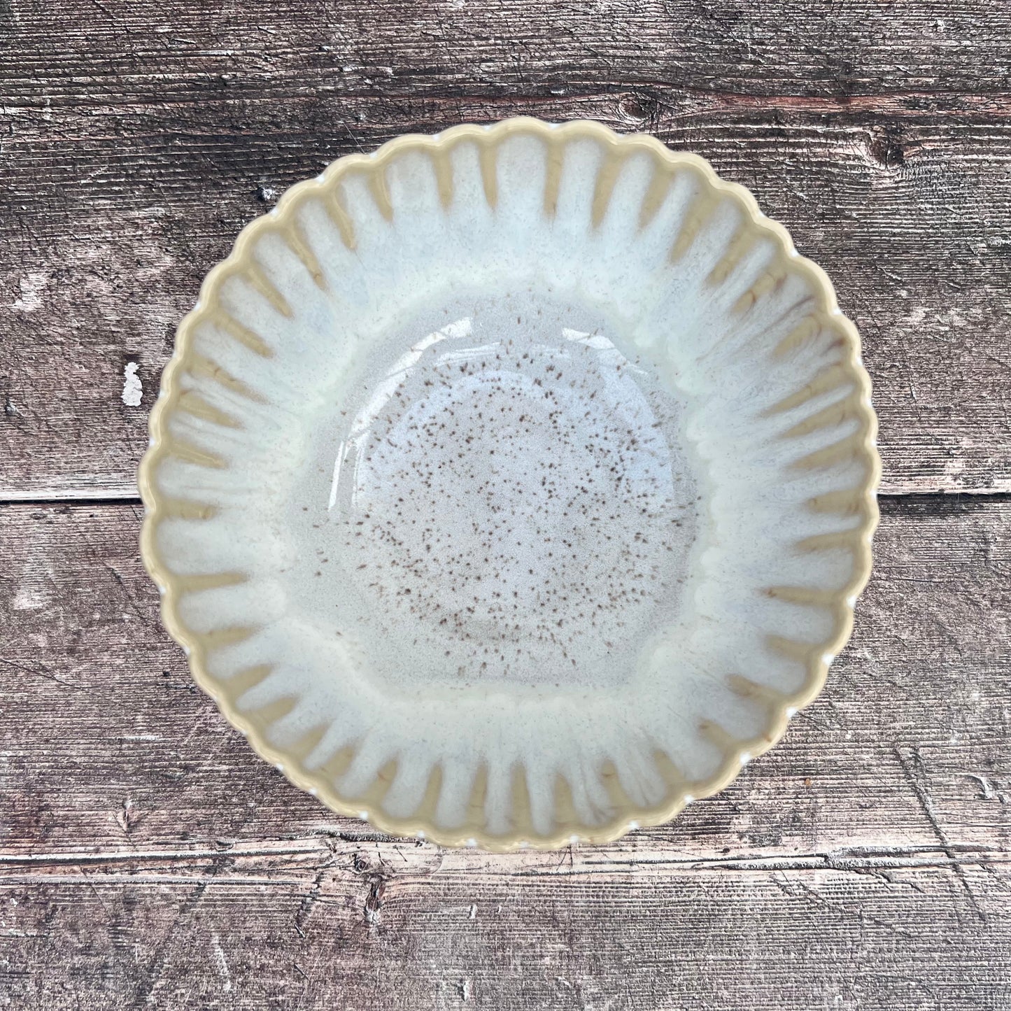 Sand Beige Shell Scallop Design Bowl, 15.5cm