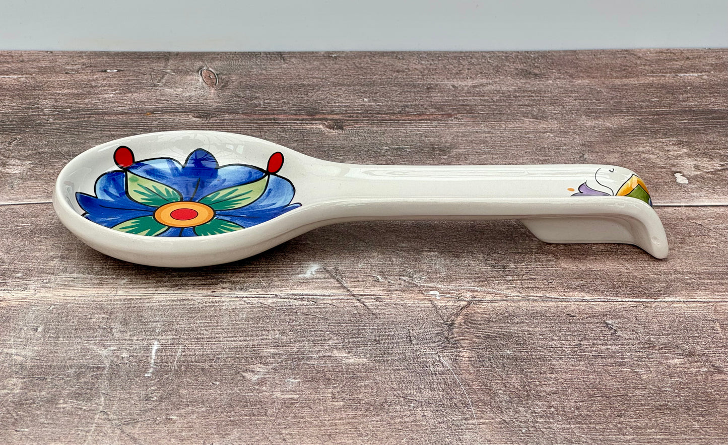 Blue Flower Patterned Spoon Rest, 28cm