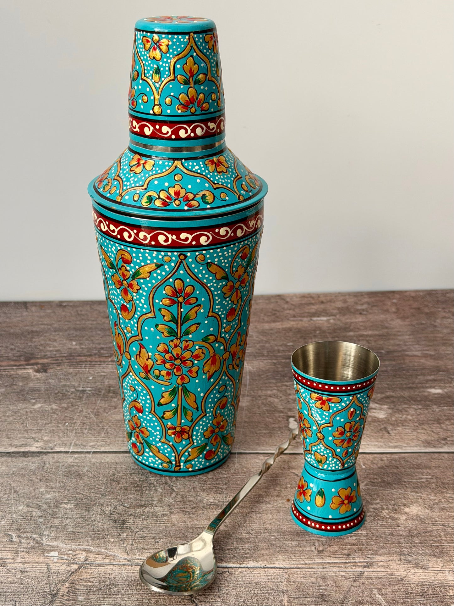 Hand painted Cocktail Shaker Set - Blue
