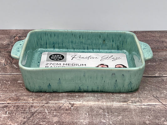 Hairy Bikers Medium Green Reactive Glaze Rectangular Baking Dish, 27cm