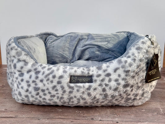 Nandog Pet Gear Grey Spotted Fluffy Soft Reversible Dog Bed, 52cm