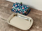 Handpainted Dark Blue Flower Patterned Butter Dish