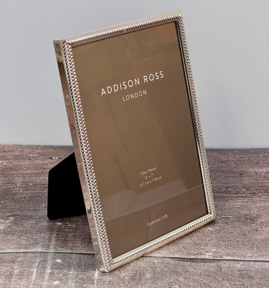 Addison Ross Silver Plated Diagonal Patterned Photo Frame 5’ x 7’