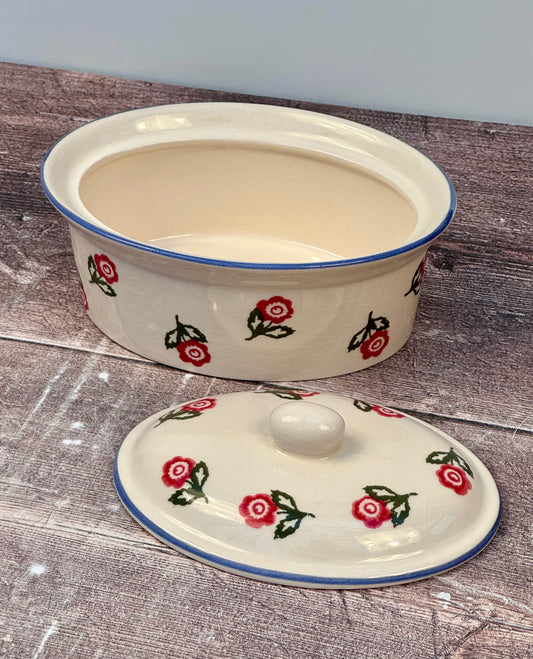 Rose Patterned Butter Dish