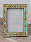 Hand Painted Photo Frame 5’ x 7’ - Turquoise Flower Design