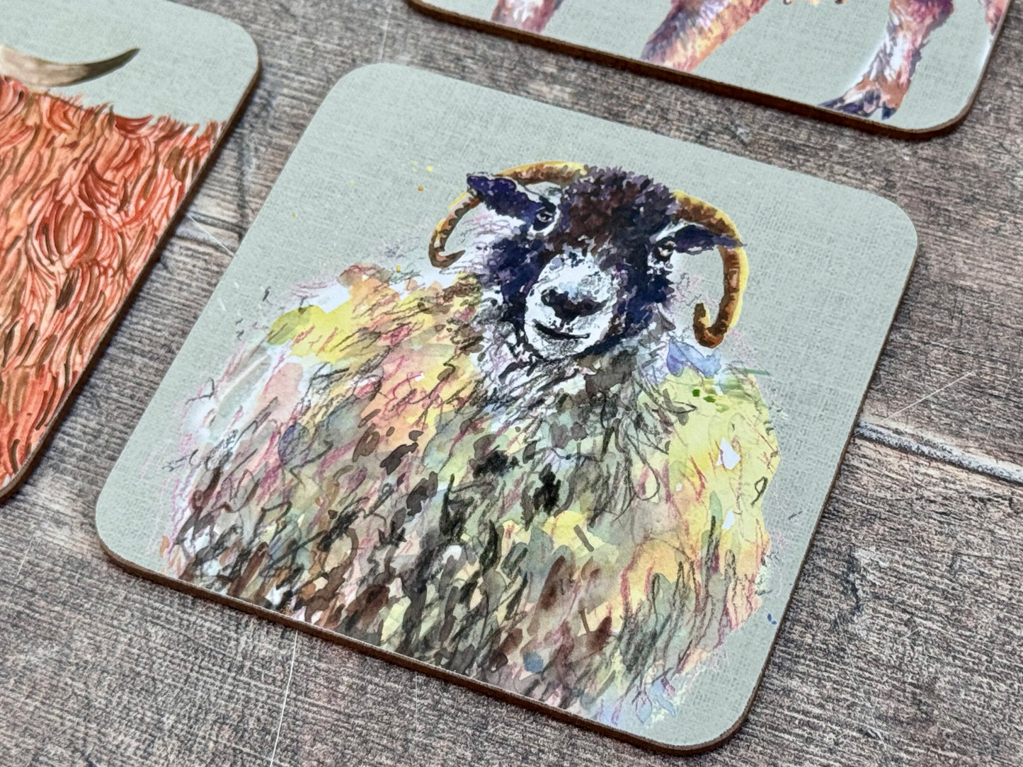 Set of 4 Square Farm Animal Coasters