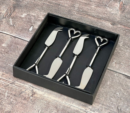 Set of 4 Love Heart Cheese Knives