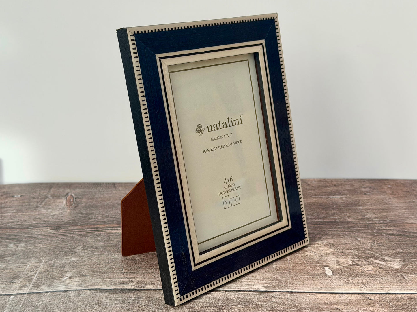 Natalini Navy with Wide Chequered Border Photo Frame 4 x 6