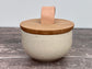 White Salt Cellar/Pot with Oak Lid, 9cm