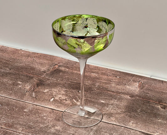 1 Tropical Leaf Champagne/Cocktail Saucer Glass