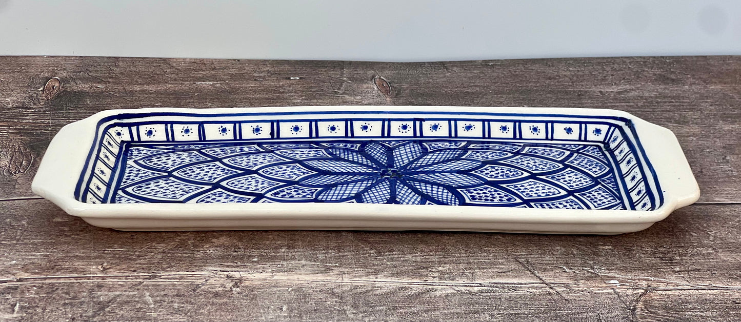 Blue and White Patterned Serving Plate, 35cm