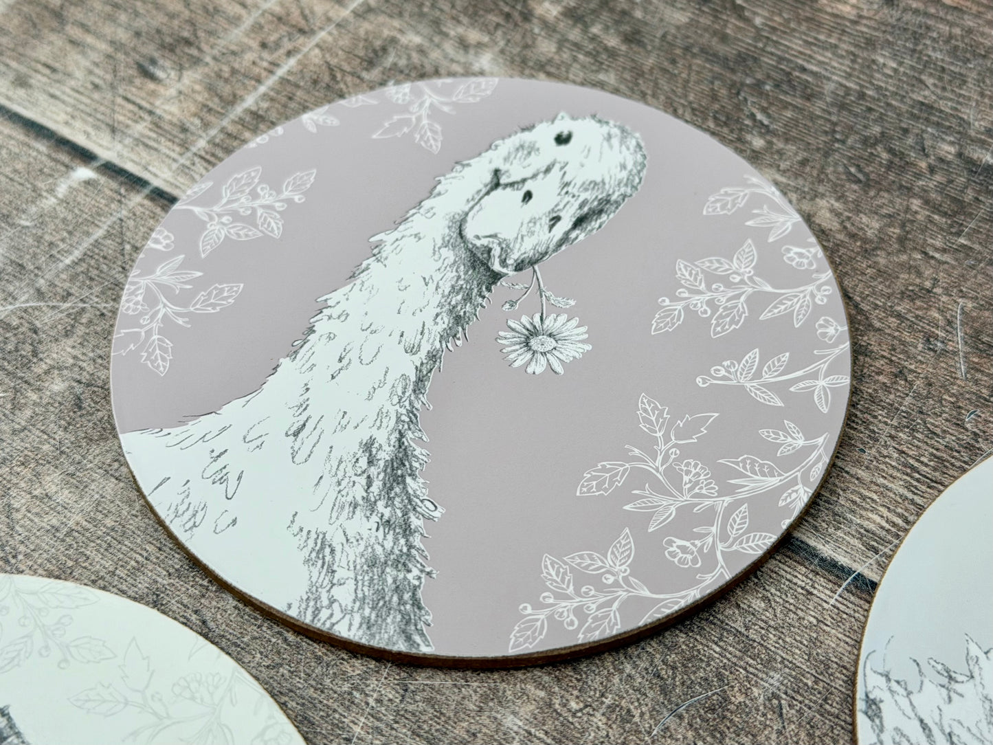 Set of 4 Round Farm Animal Coasters