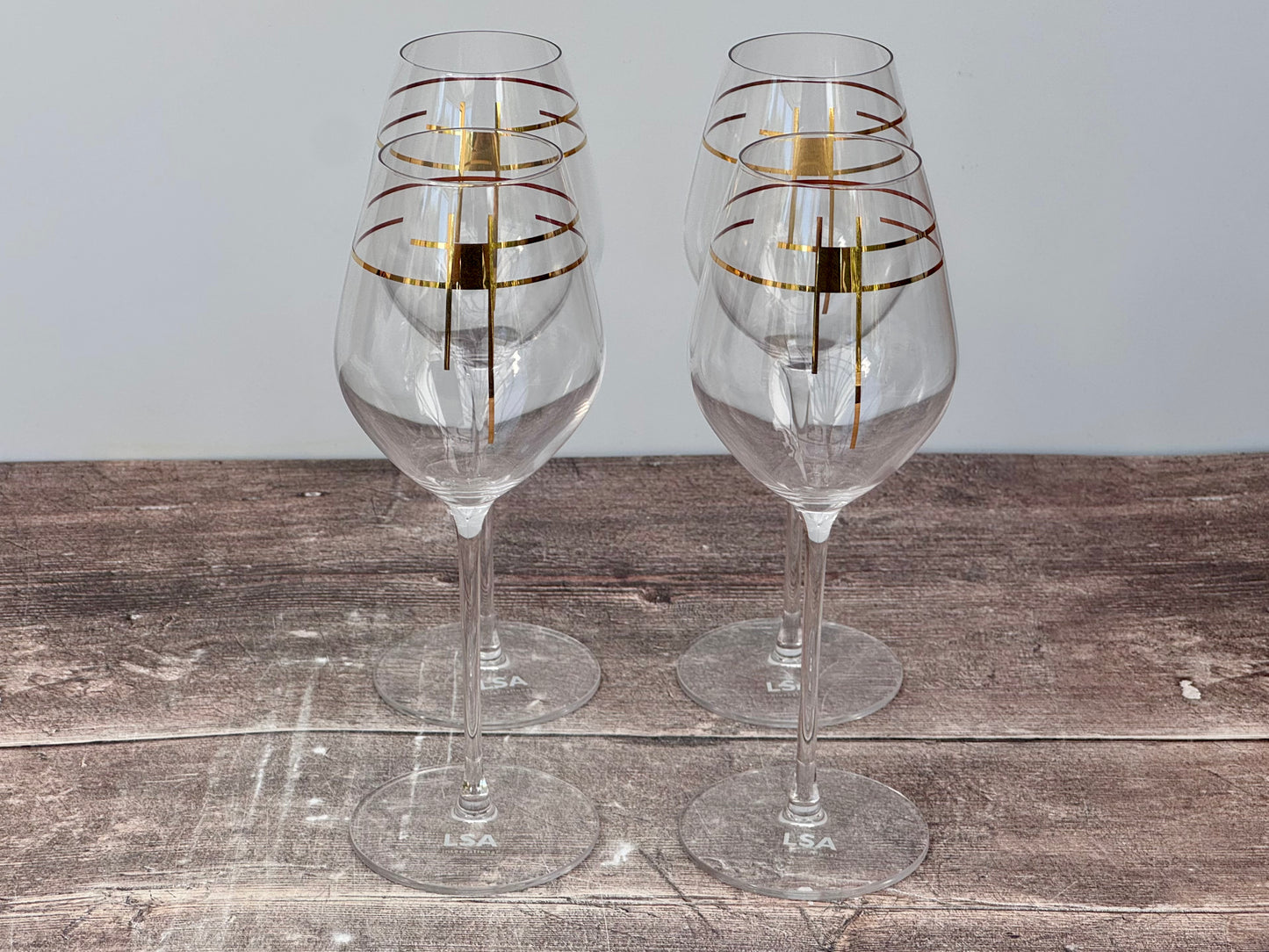 LSA Century Gold Design Champagne Flutes, Set of 4
