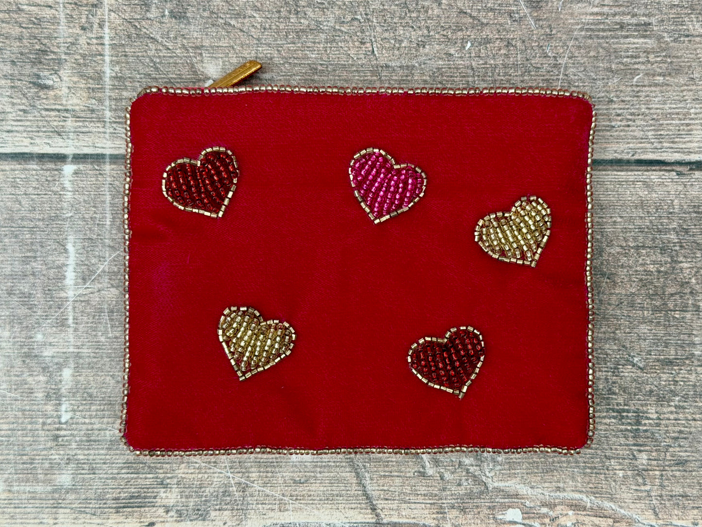 Small Pink Heart Beaded Purse