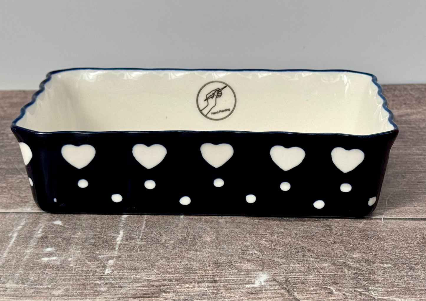 Heart Patterned Small Rectangular Baking Dish, 18cm