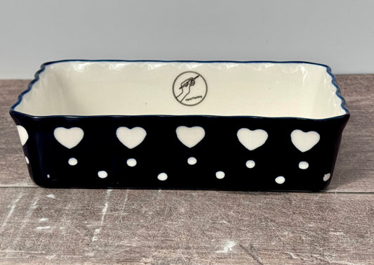 Heart Patterned Small Rectangular Baking Dish, 18cm