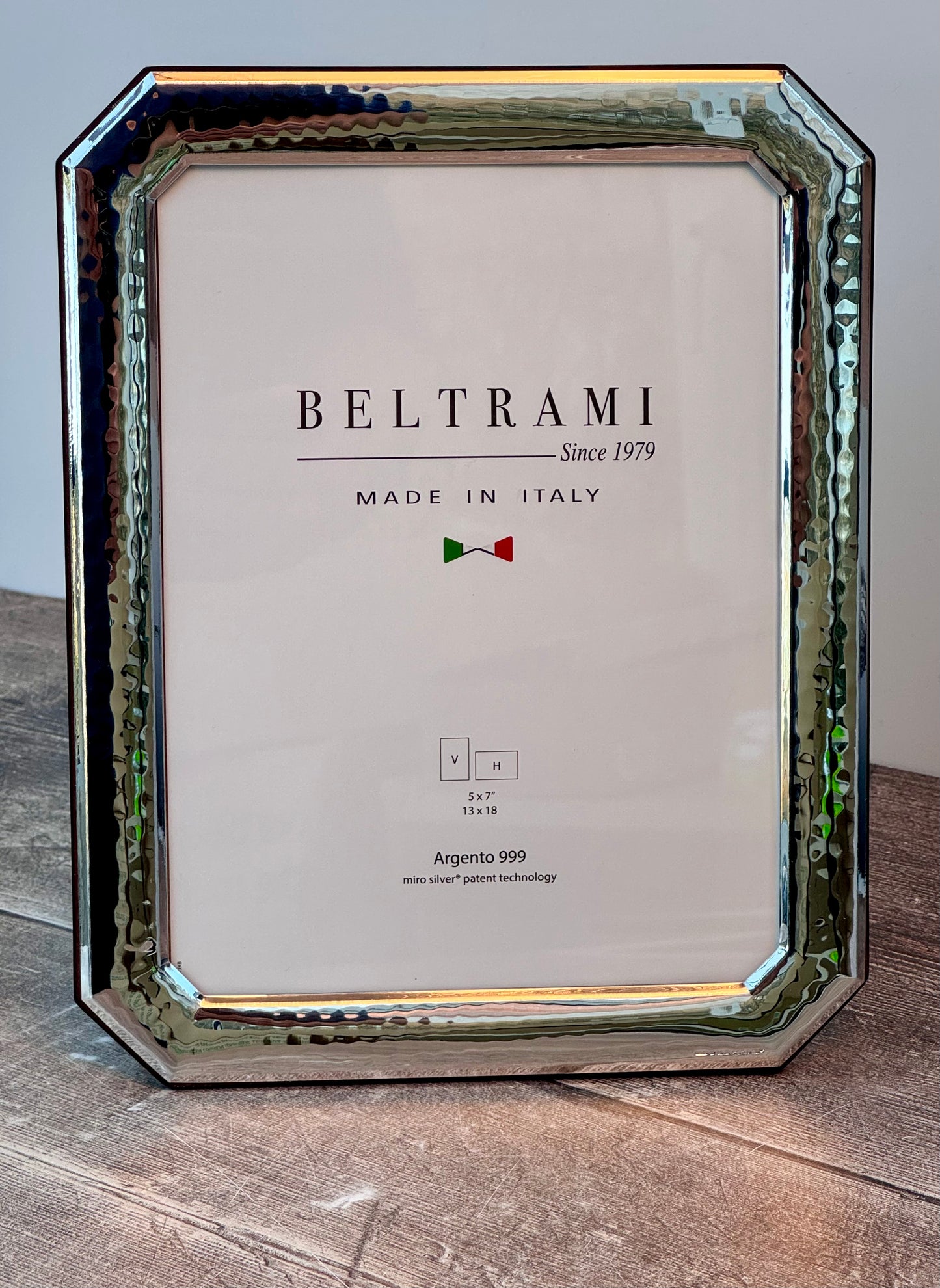 Beltrami Silver Plated Octagonal Shaped Photo Frame 5 x 7