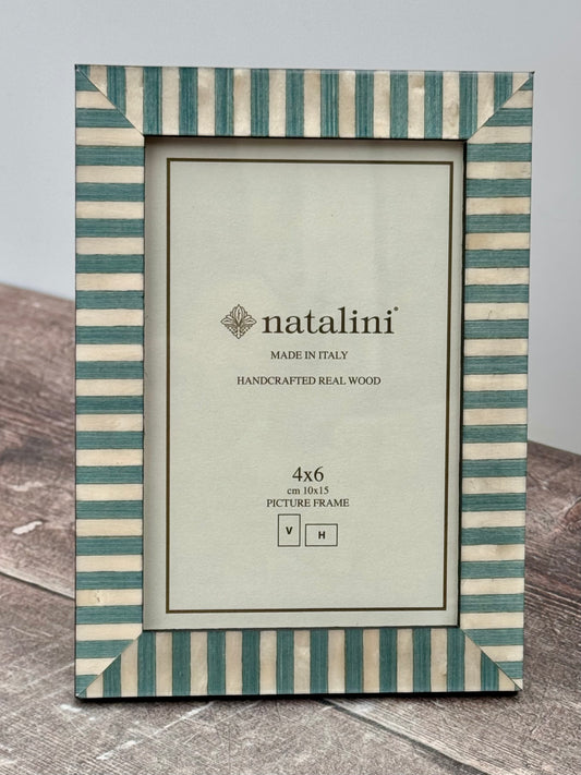 Natalini Turquoise and Cream Striped Photo Frame 4 x 6