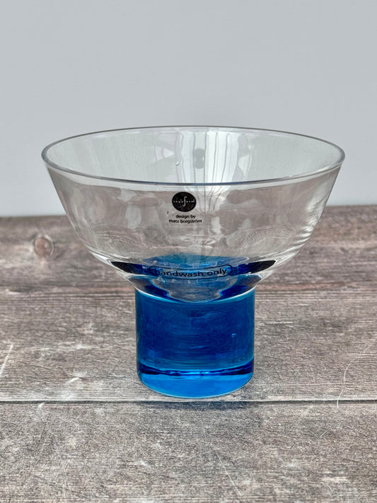 Pair of Blue Base Cocktail Saucer/Glasses