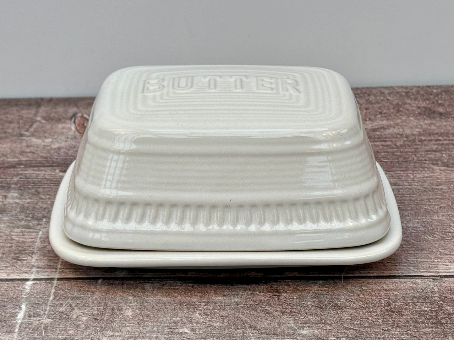 White Butter Dish with ‘BUTTER’ on the Lid